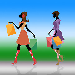 Image showing Shopping Women Indicates Commercial Activity And Adults