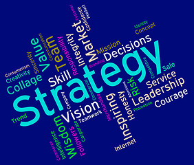 Image showing Strategy Words Shows Planning Strategic And Tactics