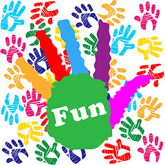 Image showing Kids Fun Means Vibrant Handprints And Human