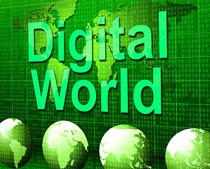 Image showing Digital World Shows High Tech And Data