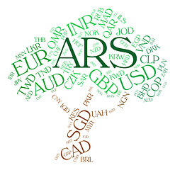 Image showing Ars Currency Indicates Exchange Rate And Banknotes