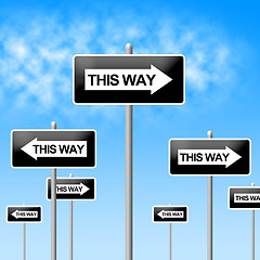 Image showing This Way Sign Represents Choice Direction And Signboard