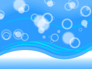 Image showing Blue Bubbles Background Shows Round And Wavy\r