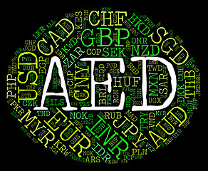 Image showing Aed Currency Indicates United Arab Emirates And Banknotes