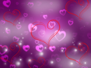 Image showing Heart Background Shows Valentine Day And Affection