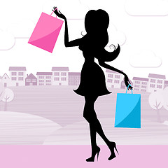 Image showing Woman Shopping Indicates Retail Sales And Adult