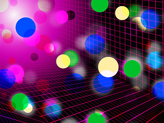 Image showing Pink Bubbles Background Shows Circles Grid And Shining\r
