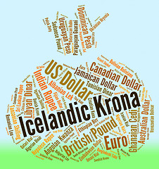 Image showing Icelandic Krona Means Currency Exchange And Coin