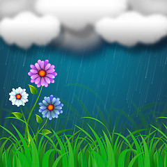 Image showing Flowers Background Shows Clothes Pegs And Backdrop