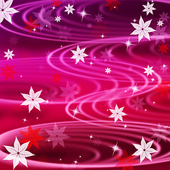 Image showing Pink Rippling Background Means Wavy Lines And Flowers\r