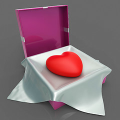 Image showing Gift Heart Indicates Valentine Day And Gift-Box