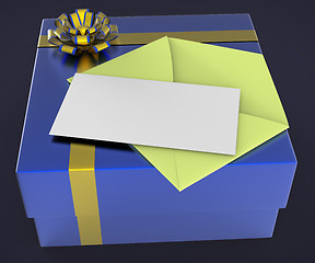 Image showing Gift Tag Represents Blank Space And Box