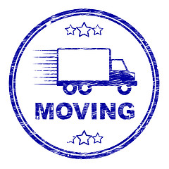 Image showing Moving House Stamp Represents Change Of Residence And Lorry