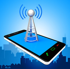 Image showing Smartphone Wifi Indicates World Wide Web And Antenna