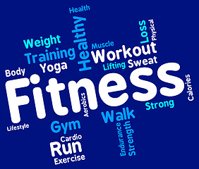 Image showing Fitness Words Represents Physical Activity And Aerobic