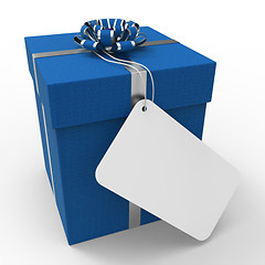 Image showing Gift Tag Indicates Empty Space And Blue