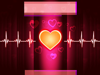 Image showing Red Heart Background Shows Life Beating And Pillar\r