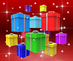 Image showing Giftboxes Celebration Shows Present Giving And Presents