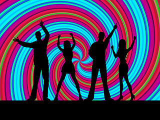 Image showing Dancing Silhouette Indicates Disco Music And Dance