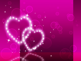 Image showing Pink Hearts Background Means Affection Desire And Glittering\r