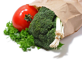 Image showing Vegetables in a brown paper bag