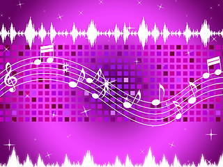 Image showing Purple Music Background Means Sparkling Sqaures And Party\r