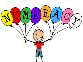 Image showing Numeracy Balloons Represents Youths Son And Numerical