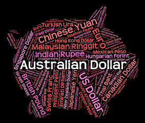 Image showing Australian Dollar Represents Worldwide Trading And Currencies