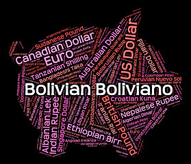 Image showing Bolivian Boliviano Shows Worldwide Trading And Bolivianos