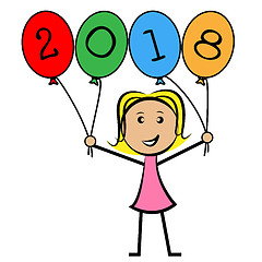 Image showing Twenty Eighteen Balloons Represents New Year And Kids