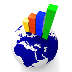 Image showing Increase Graph Worldwide Shows Graphics Globe And Statistic