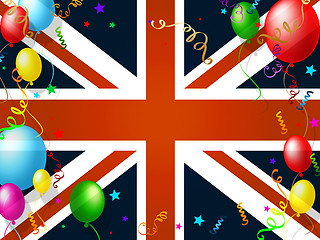 Image showing Union Jack Represents English Flag And Balloon