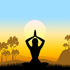 Image showing Yoga Pose Means Scenic Green And Meditate