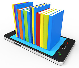 Image showing Phone Knowledge Online Indicates World Wide Web And Book