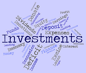 Image showing Investments Word Indicates Words Savings And Text