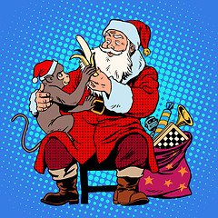 Image showing santa claus monkey symbol new year 2016