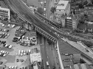 Image showing Black and white Aerial view of London