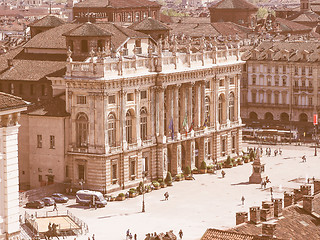 Image showing Retro looking Piazza Castello Turin