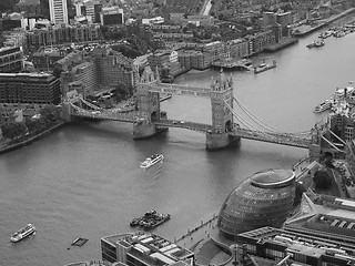 Image showing Black and white Aerial view of London