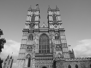 Image showing Black and white Westminster Abbey in London