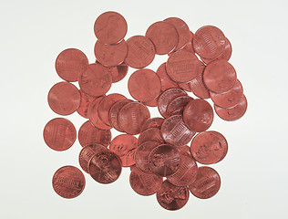 Image showing Dollar coins 1 cent wheat penny cent