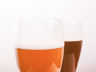 Image showing Retro looking Two glasses of German beer