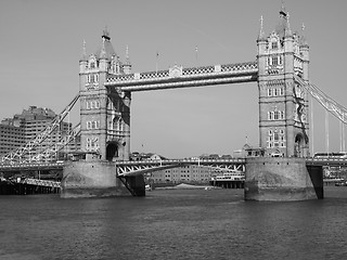 Image showing Black and white Tower Bridge in London