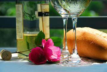 Image showing White wine with glasses closeup