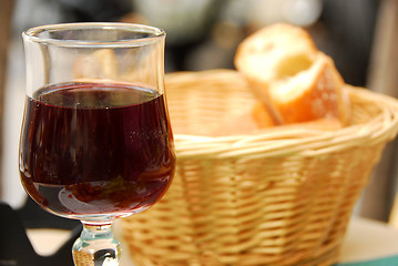 Image showing Wine and bread