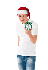 Image showing Young man in Santa hat
