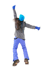 Image showing Winter woman jumping