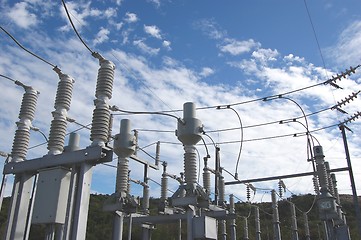 Image showing high voltage power plant switchyard