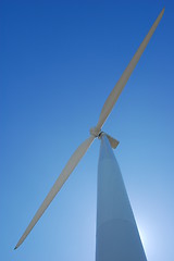 Image showing looking up a wind turbine