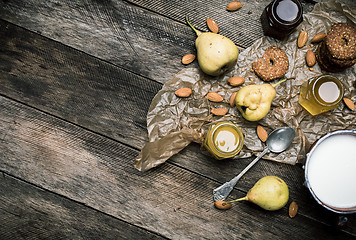 Image showing pears Cookies honey and nuts on rustic wood